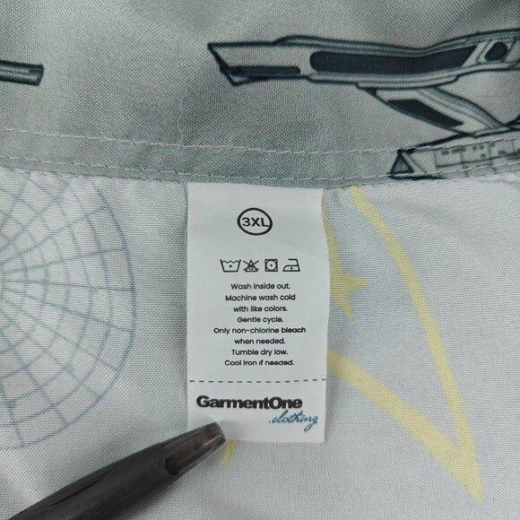 Star Trek Shirt Mens XXXL 3XL Gray USS Enterprise All Over Print Hawaiian Camp - Picture 8 of 15